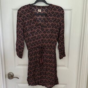 O'Neill Black and Brown Patterned Long Sleeve Dress
